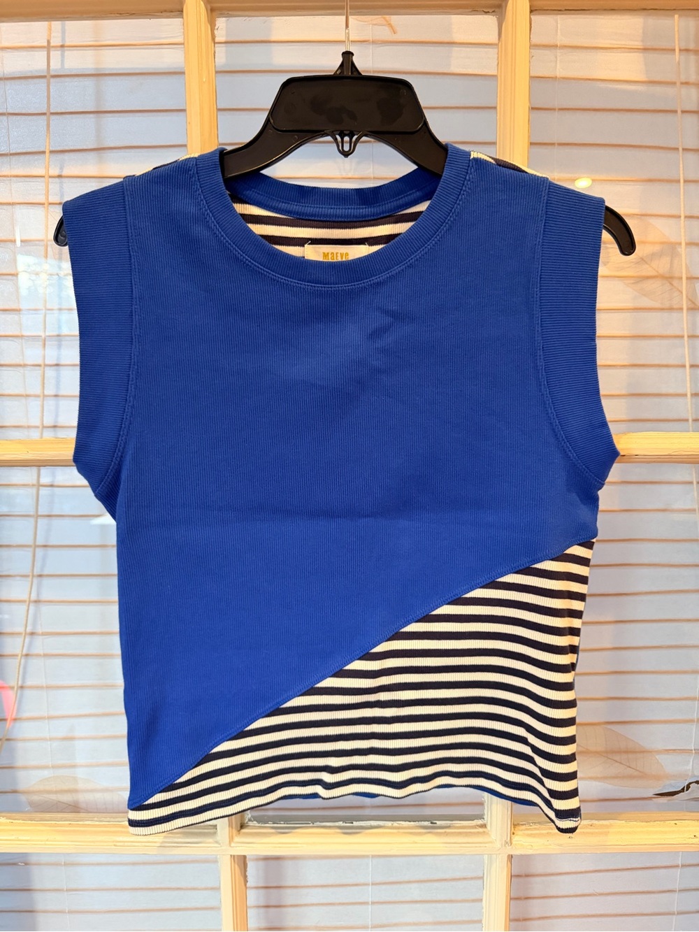 Maeve Cobalt Blue Ribbed Muscle Tank Top - Picture 2 of 4